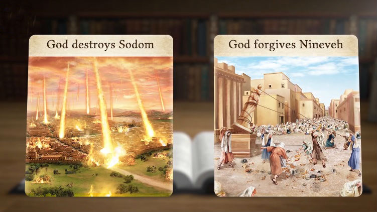 God spare Nineveh but destroy Sodom in the end