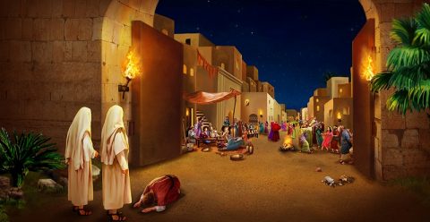 The Destruction of Sodom and Gomorrah,Lot Welcomes the Angels