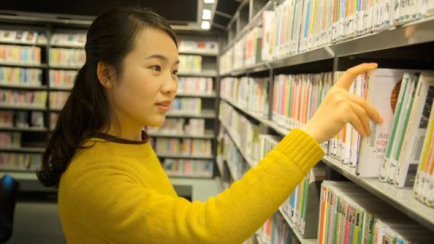 Christian in the library